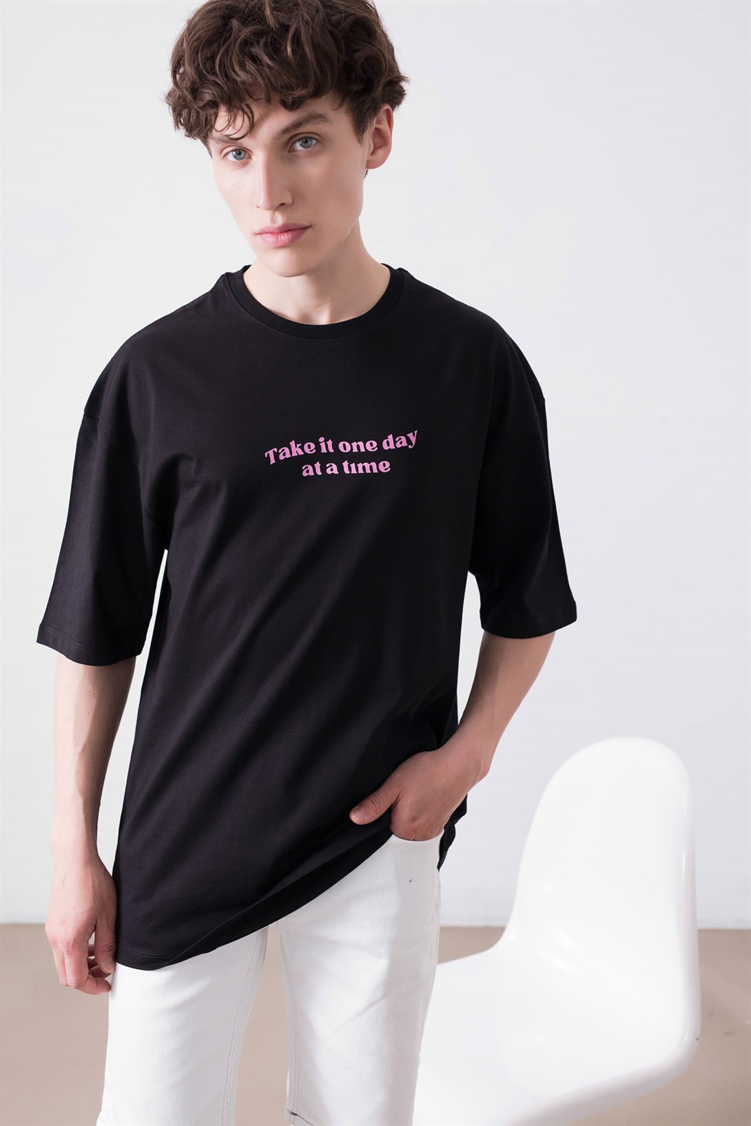 Trendiz Unisex Happy Life Siyah Tshirt