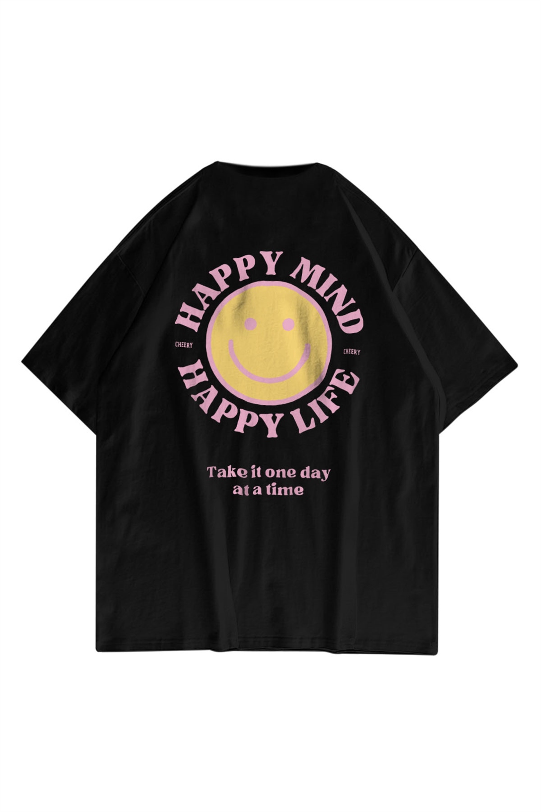 Trendiz Unisex Happy Life Siyah Tshirt