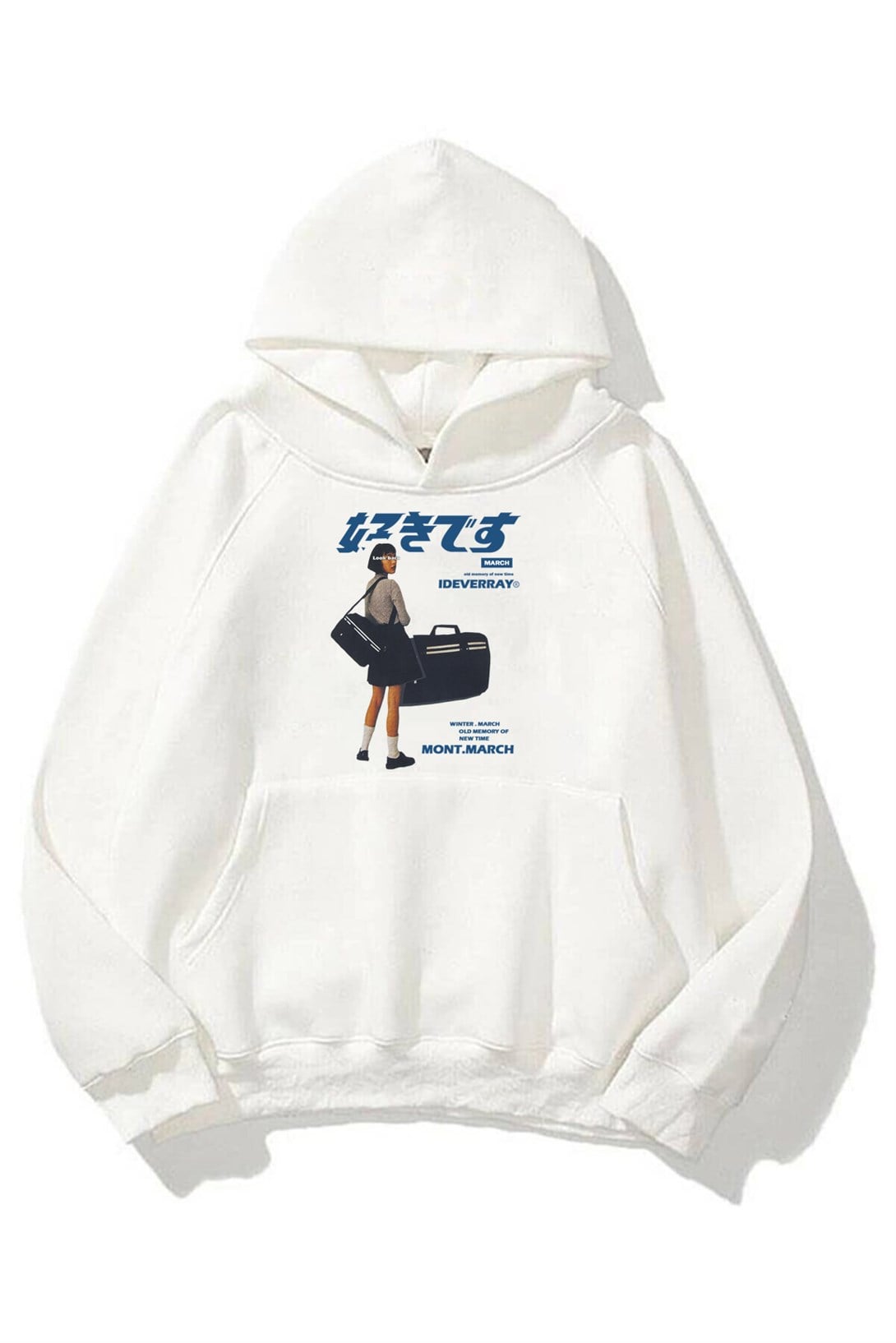 Trendiz Unisex Harajuku Girl Beyaz Sweatshirt Hoodie