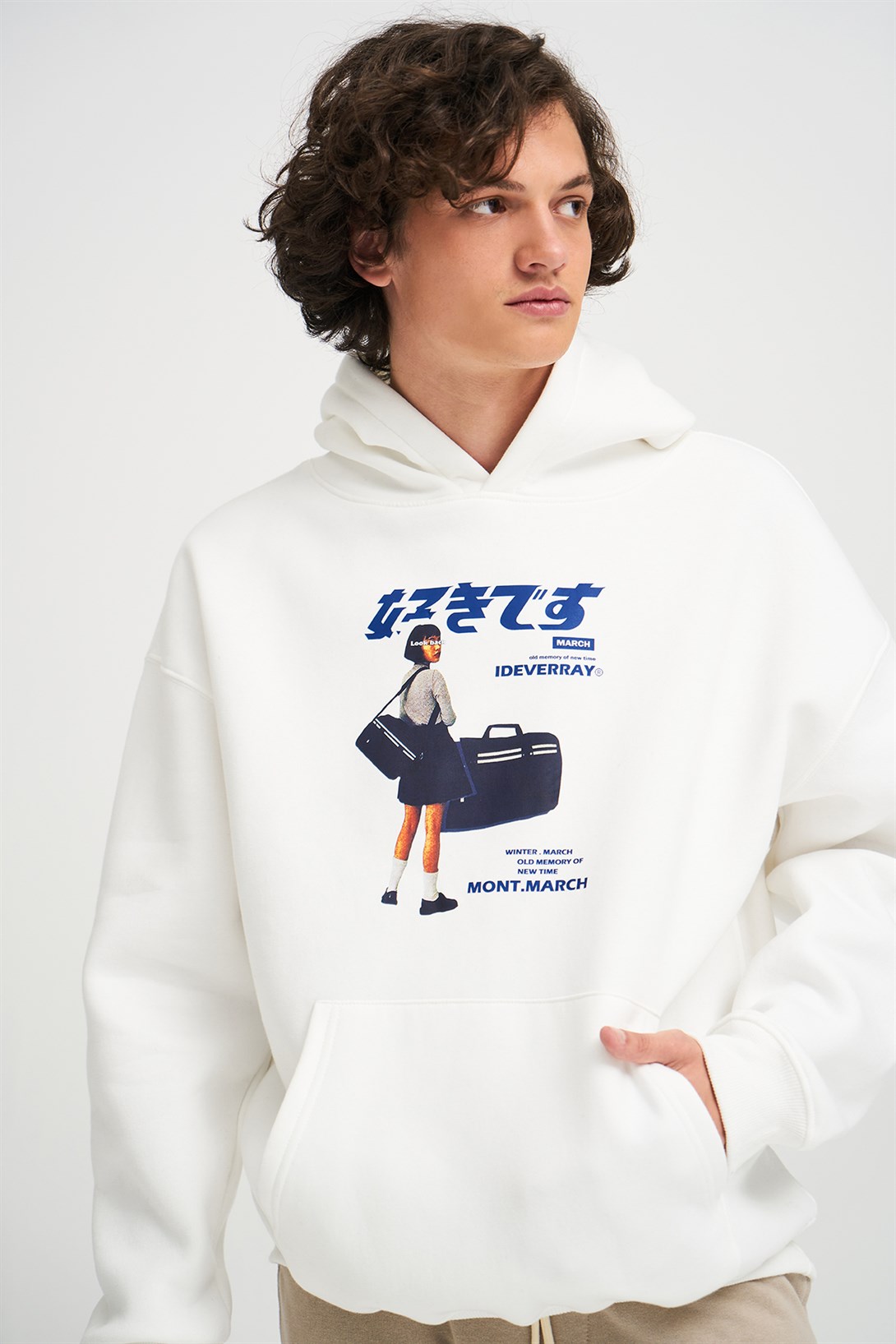 Trendiz Unisex Harajuku Girl Beyaz Sweatshirt Hoodie