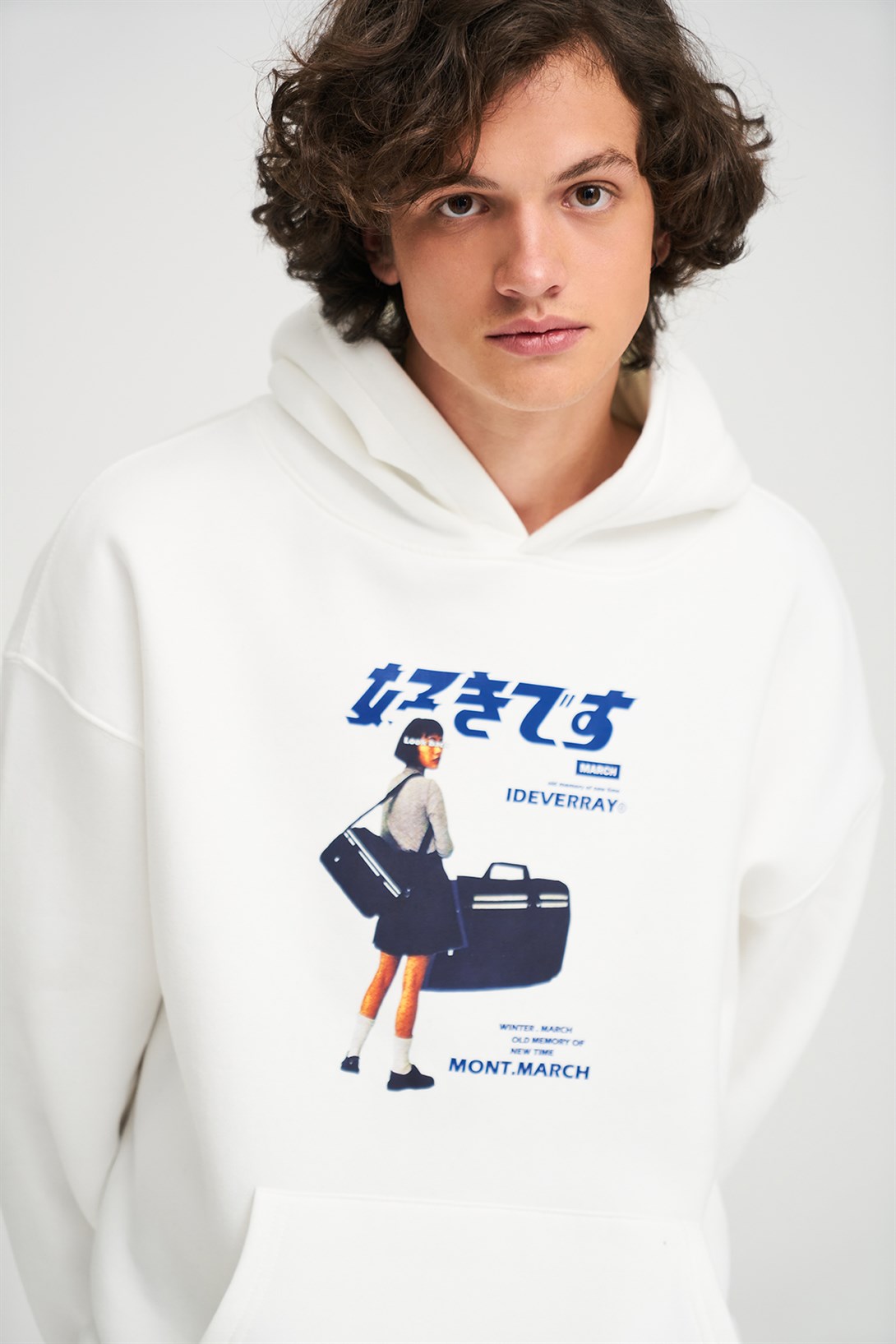 Trendiz Unisex Harajuku Girl Beyaz Sweatshirt Hoodie