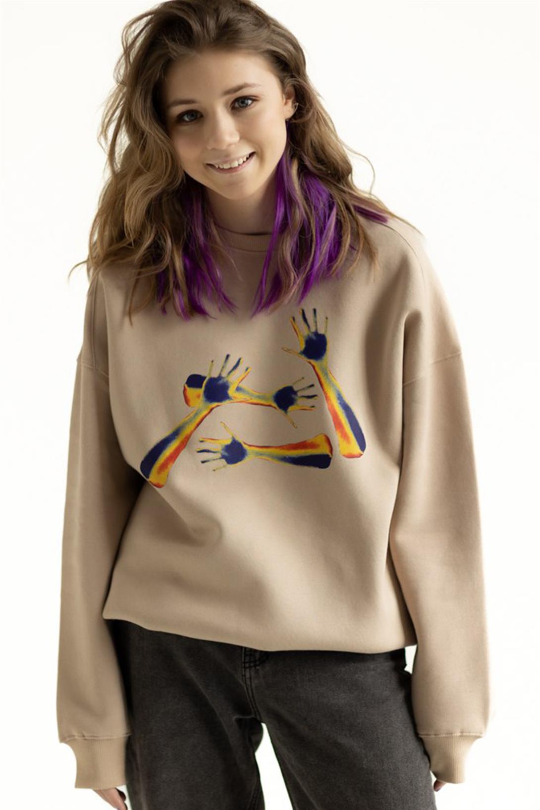 Trendiz Unisex Heatmaps Arms Bisiklet Yaka Sweatshirt Hoodie