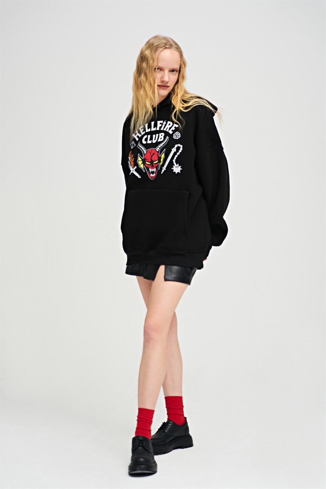 Trendiz Unisex Hell Fire Club Sweatshirt Hoodie Siyah