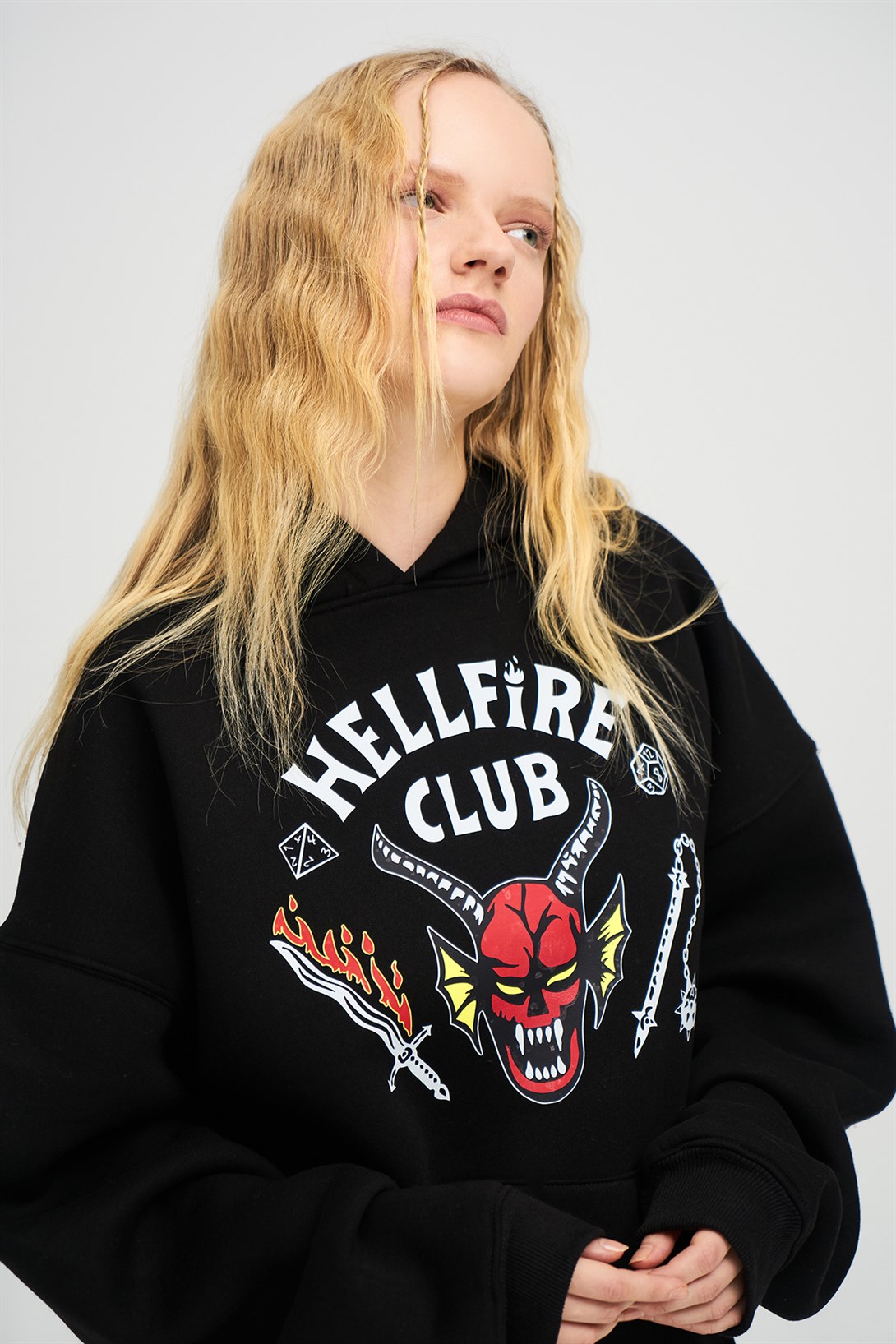 Trendiz Unisex Hell Fire Club Sweatshirt Hoodie Siyah