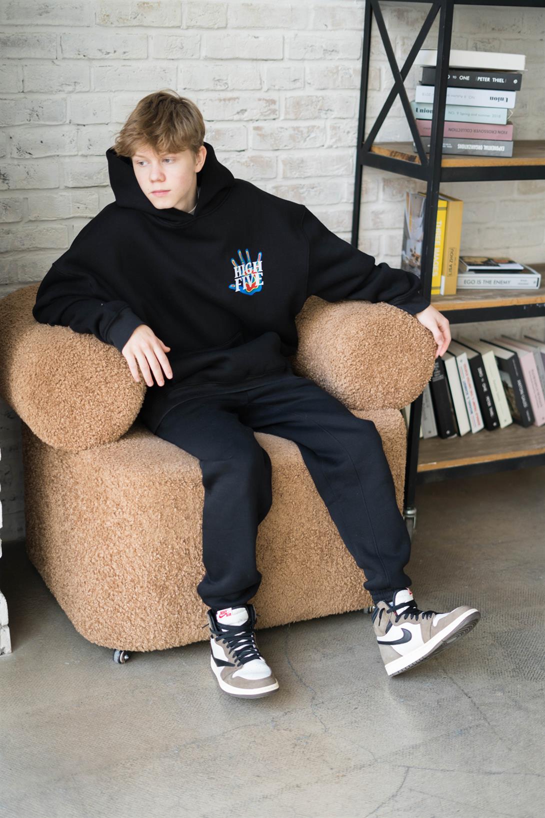 Trendiz Unisex High Five Sweatshirt Hoodie Siyah