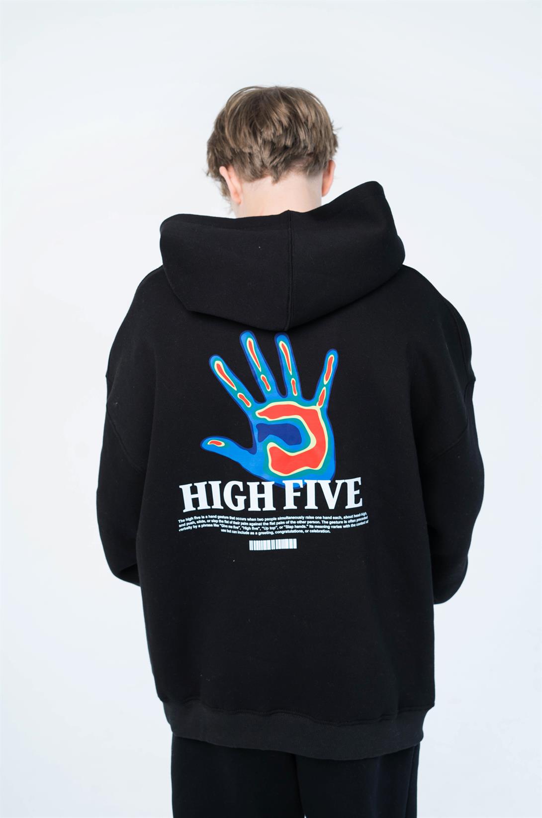 Trendiz Unisex High Five Sweatshirt Hoodie Siyah