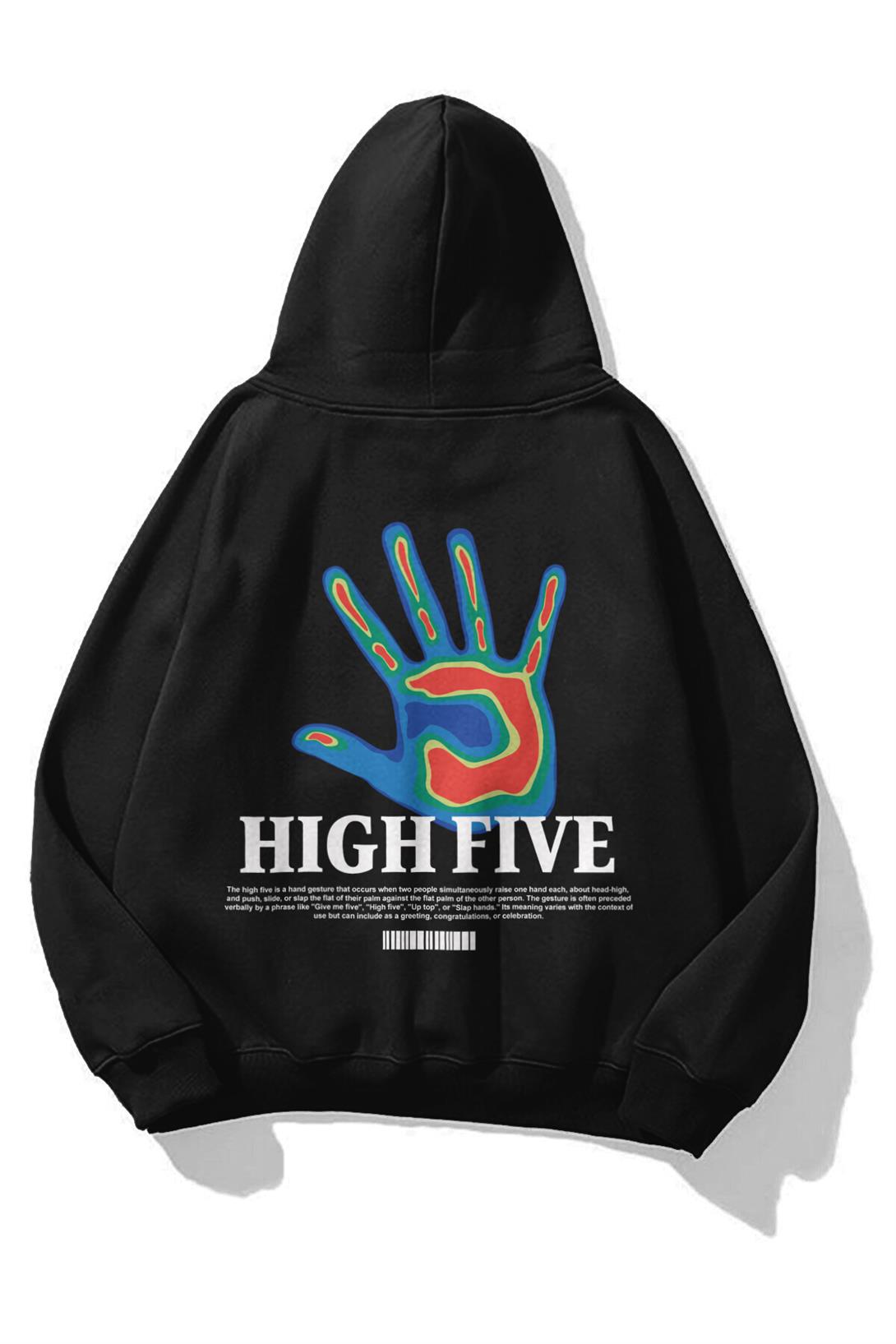 Trendiz Unisex High Five Sweatshirt Hoodie Siyah