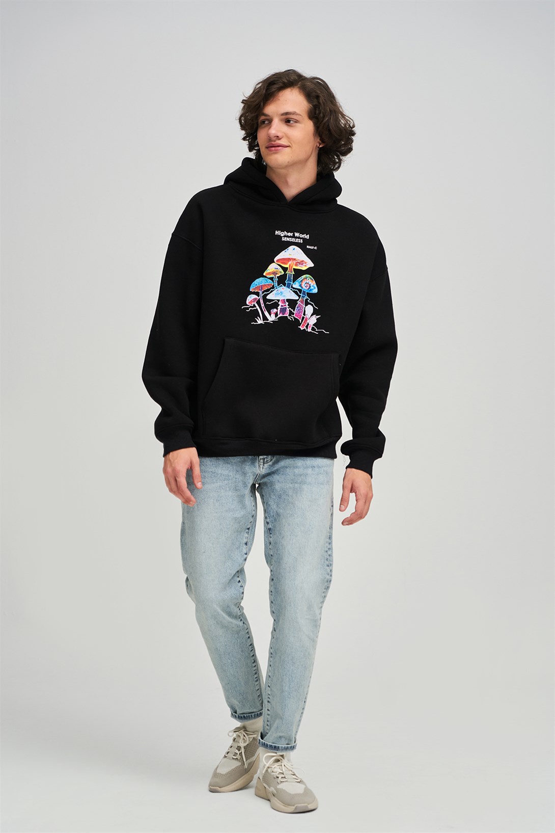 Trendiz Unisex Higher World Siyah Sweatshirt Hoodie