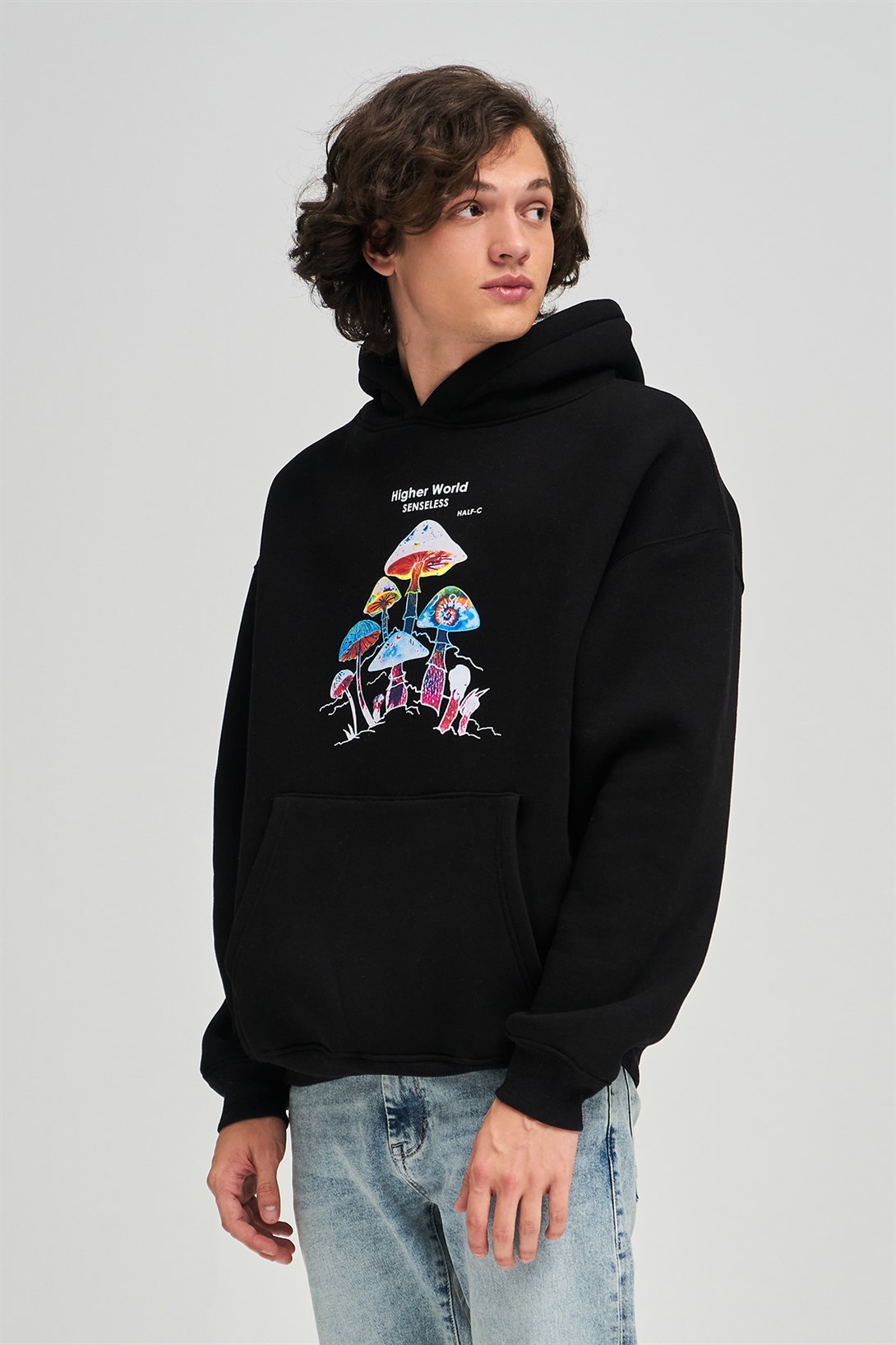 Trendiz Unisex Higher World Siyah Sweatshirt Hoodie