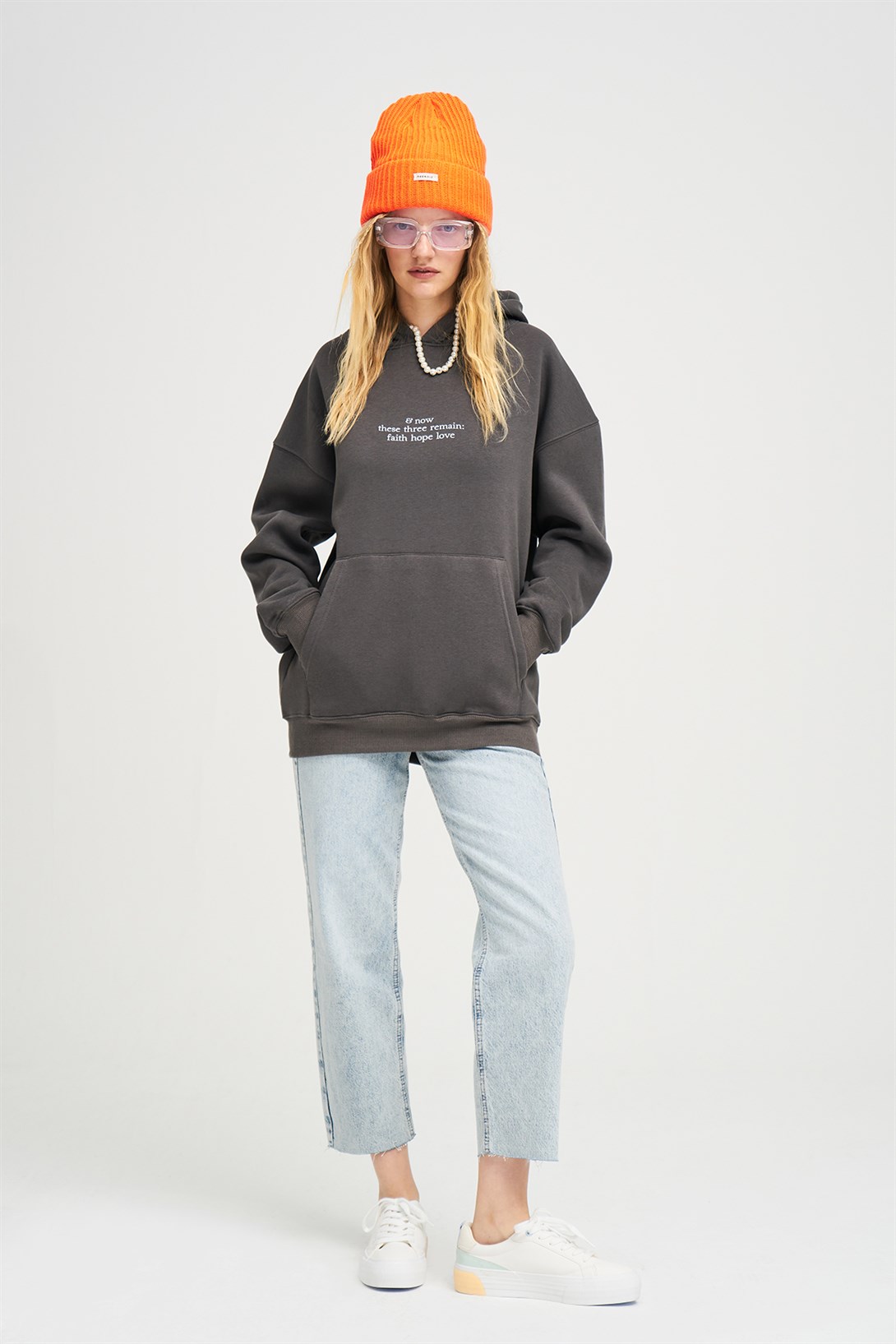 Trendiz Unisex Hope Love Antrasit Sweatshirt Hoodie