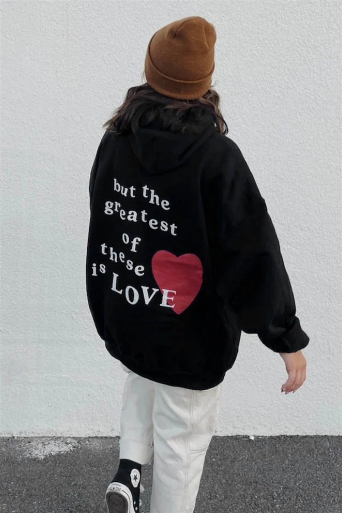 Trendiz Unisex Hope Love Siyah Sweatshirt Hoodie