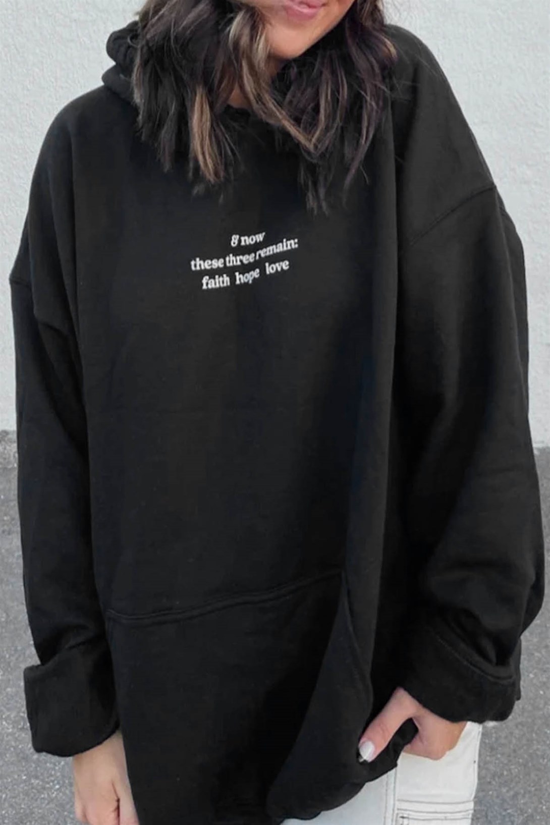 Trendiz Unisex Hope Love Siyah Sweatshirt Hoodie