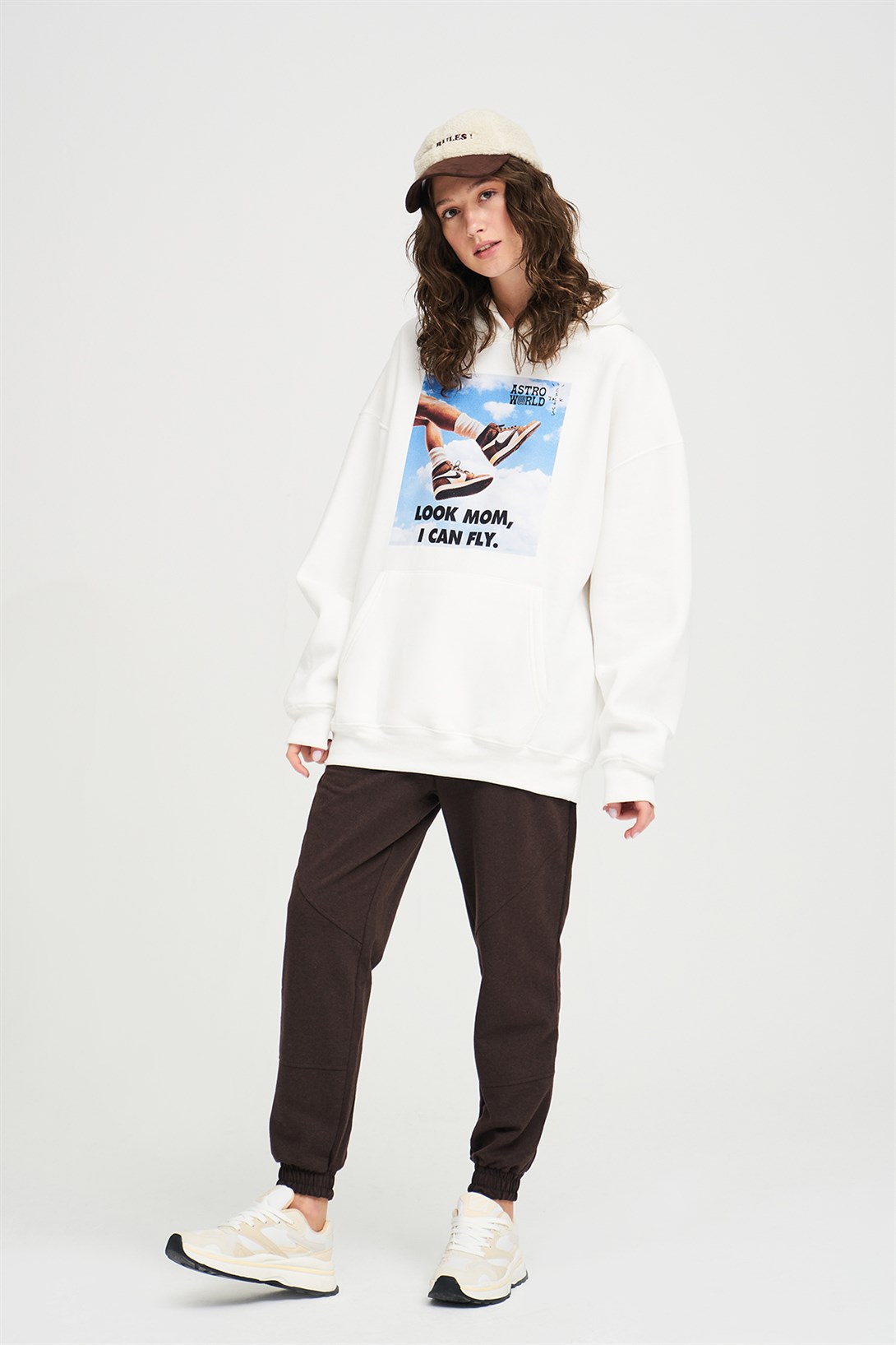 Trendiz Unisex İ Can Fly Air Unisex Sweatshırt Beyaz