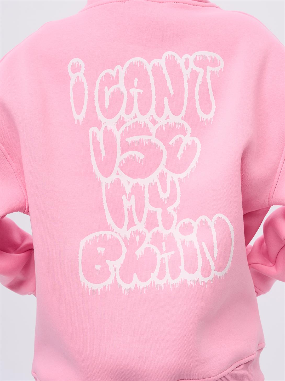 Trendiz Unisex I Cant Use My Brain Sweatshirt Hoodie Pembe
