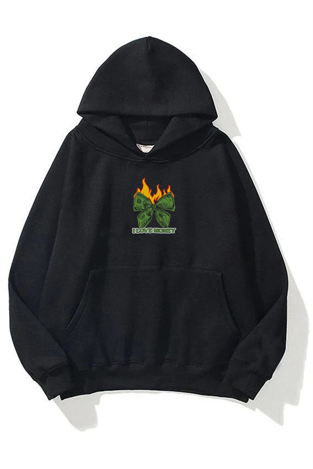 Trendiz Unisex I Love Money Sweatshirt Hoodie Siyah