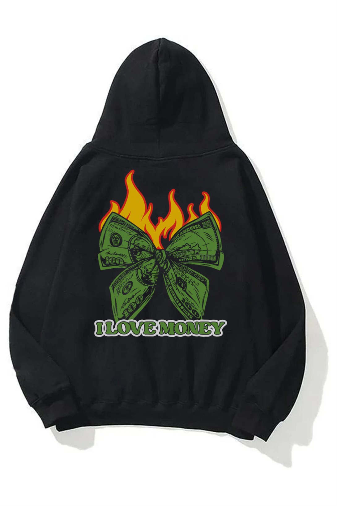 Trendiz Unisex I Love Money Sweatshirt Hoodie Siyah