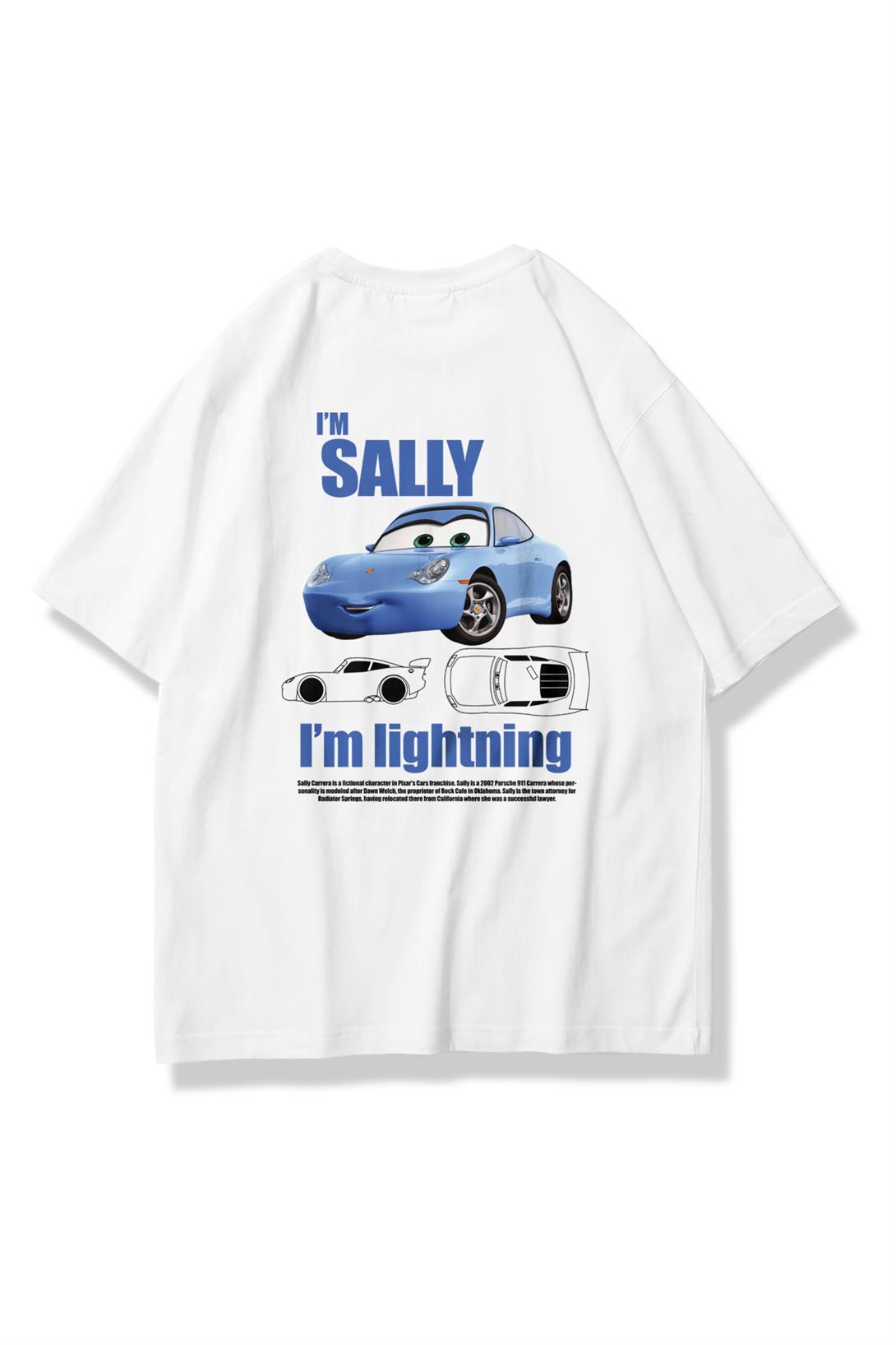 Trendiz Unisex Im Sally Cars Tshirt Beyaz