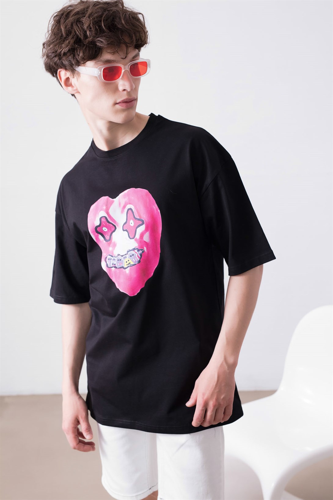 Trendiz Unisex Kalp Siyah Tshirt