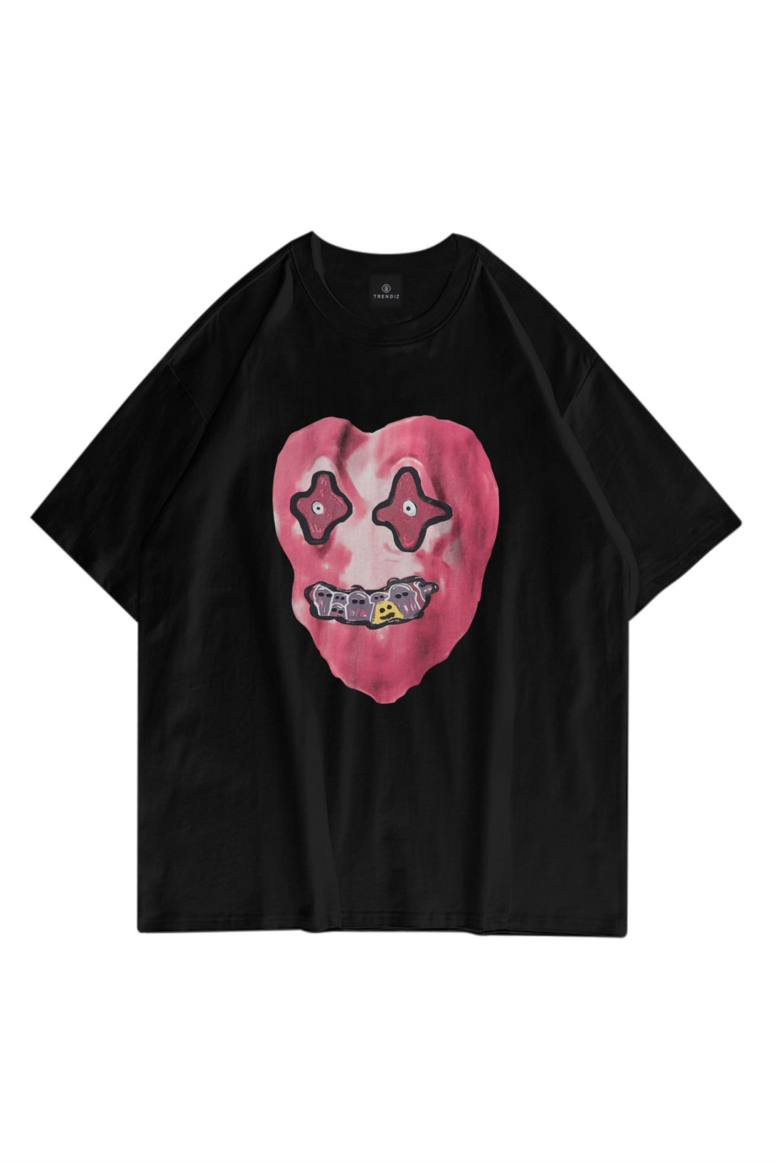 Trendiz Unisex Kalp Siyah Tshirt