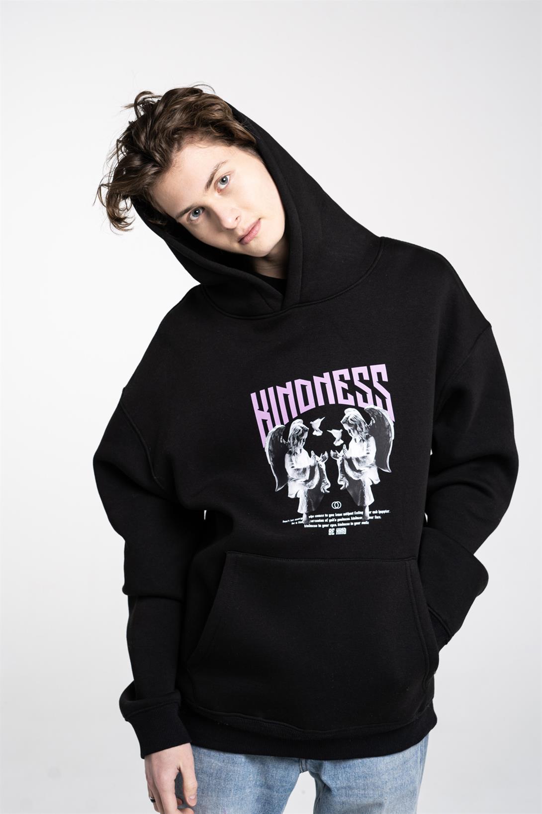 Trendiz Unisex Kindness Sweatshirt Hoodie Siyah