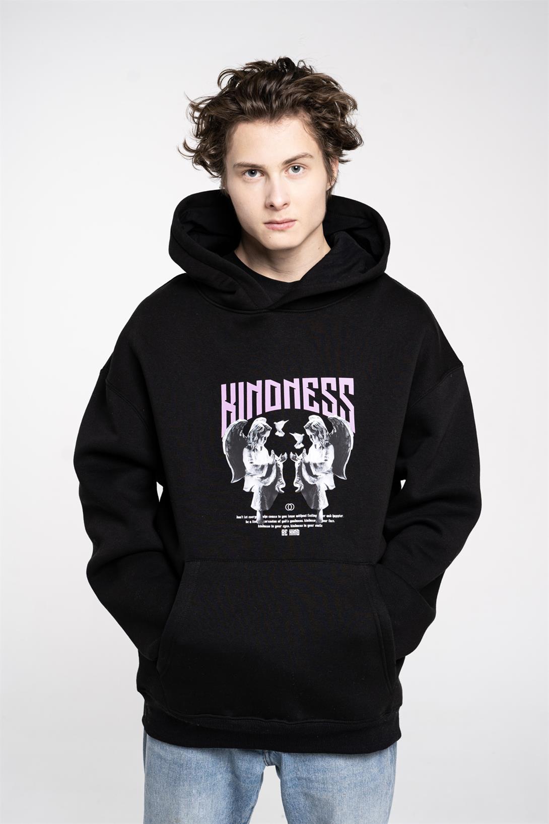 Trendiz Unisex Kindness Sweatshirt Hoodie Siyah