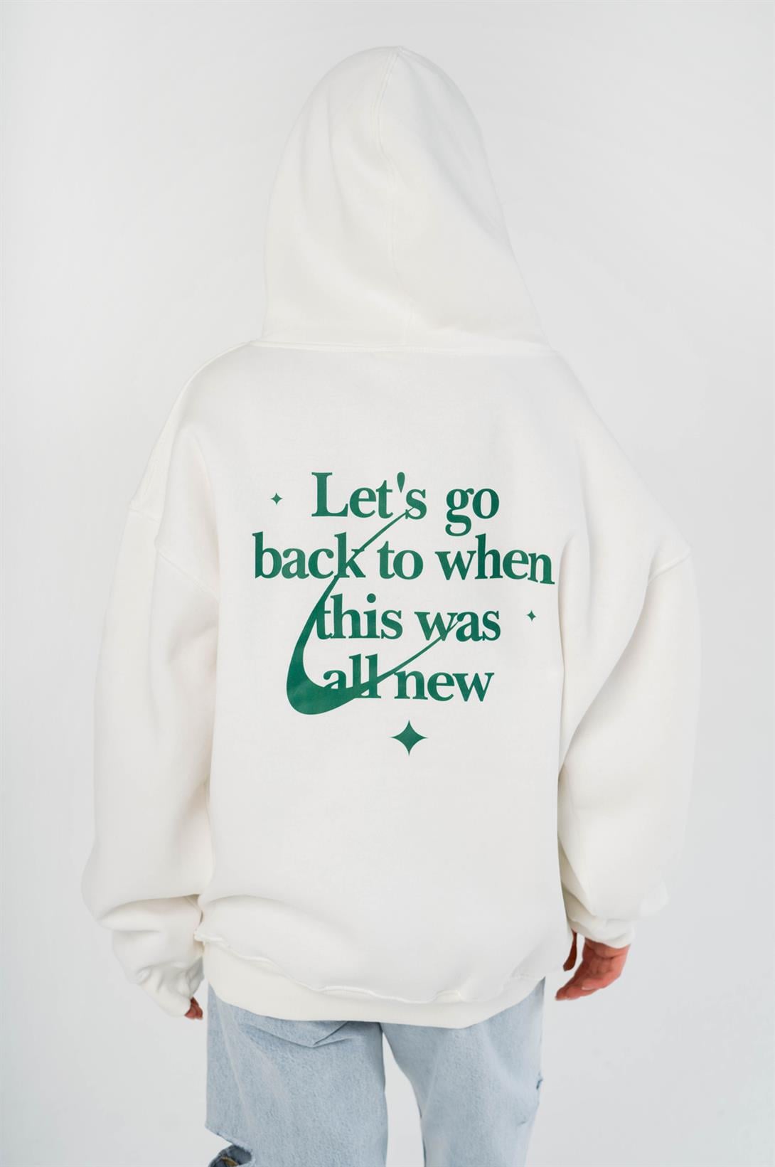 Trendiz Unisex Lets Go Back Sweatshirt Hoodie Beyaz