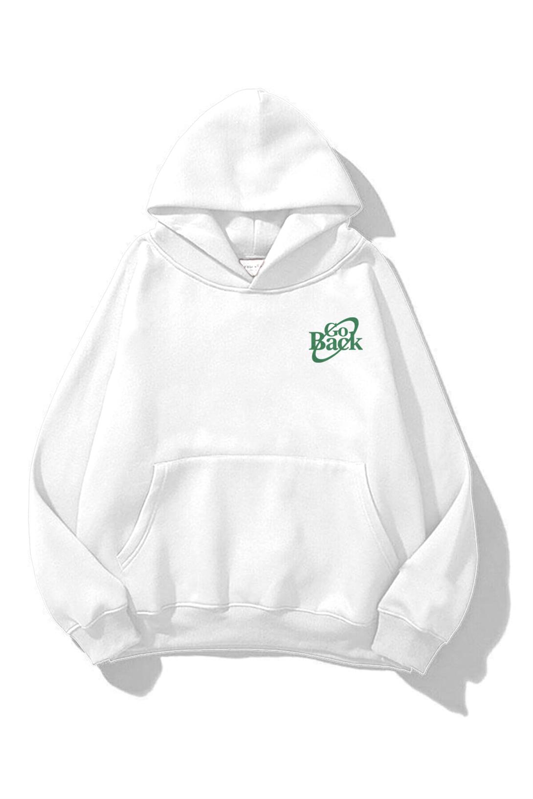 Trendiz Unisex Lets Go Back Sweatshirt Hoodie Beyaz