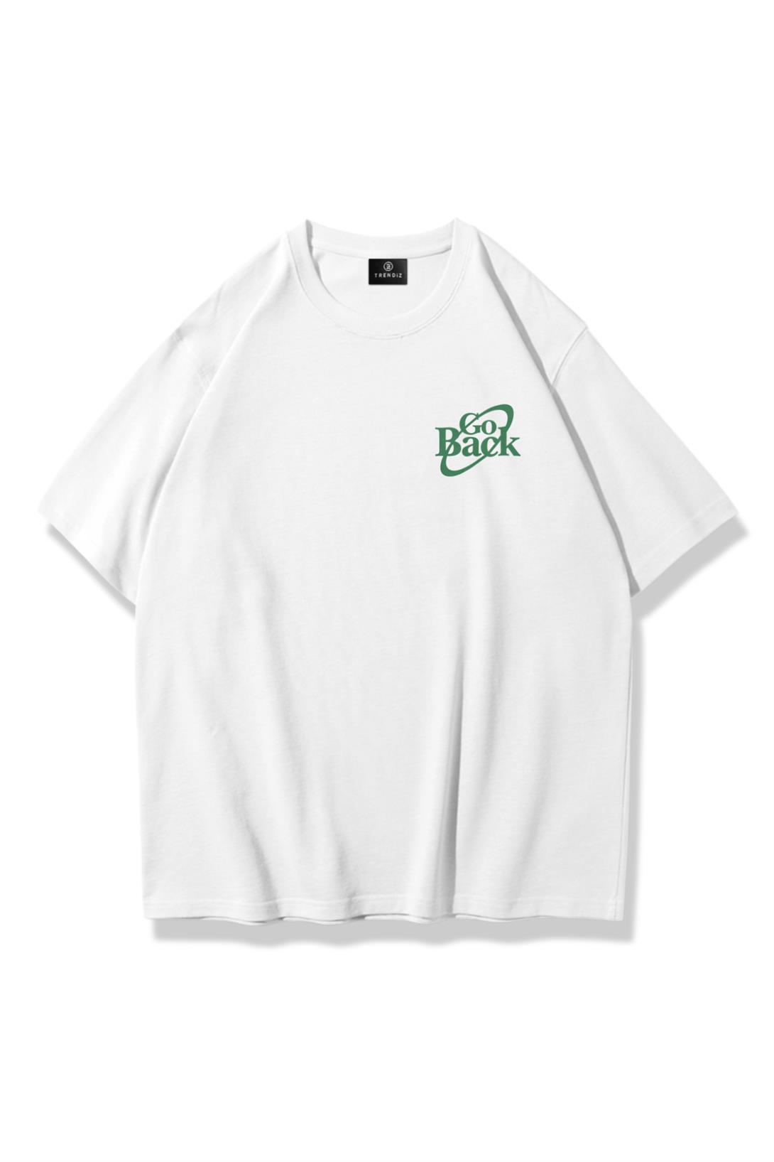 Trendiz Unisex Lets Go Back Tshirt Beyaz