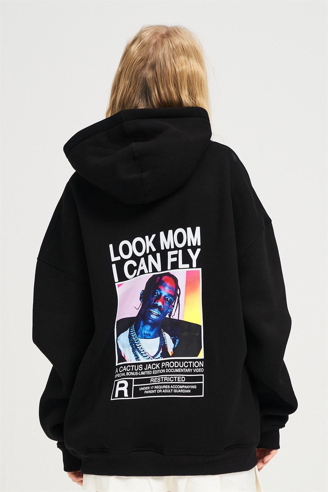 Trendiz Unisex  Look Mom I Can Fly Renkli Siyah Sweatshirt Hoodie