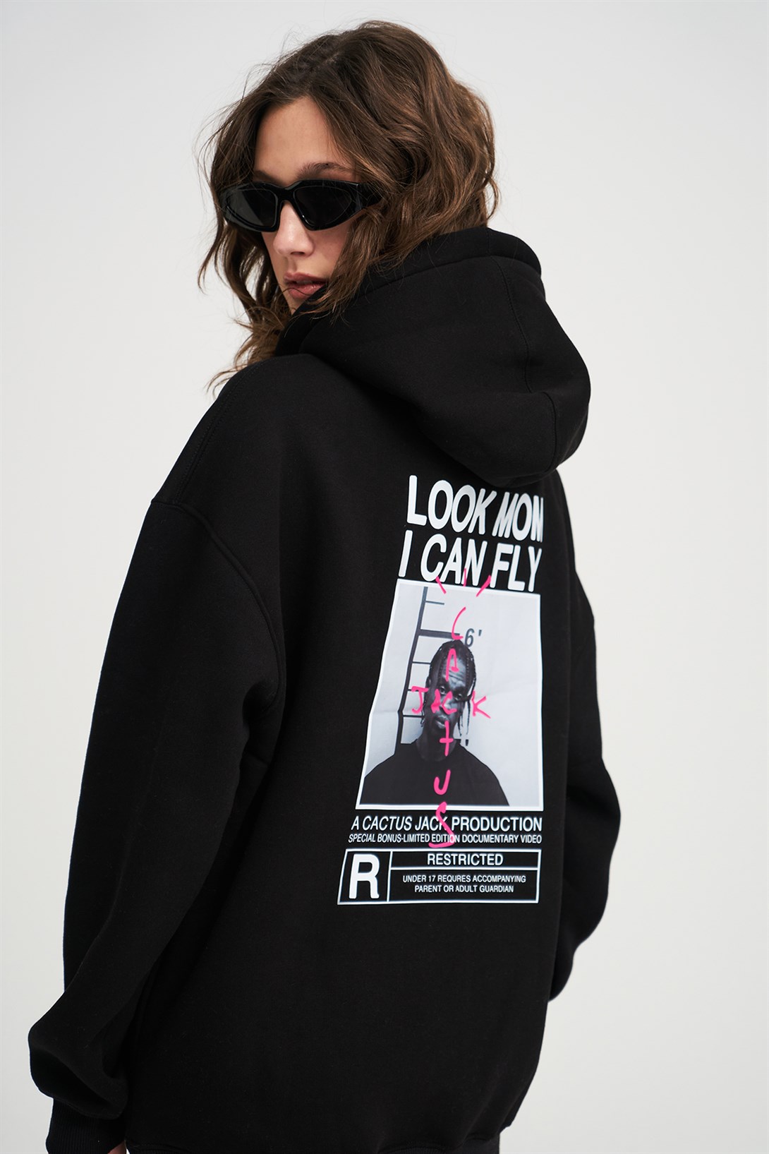 Trendiz Unisex Look Mom I Can Fly Siyah Sweatshirt Hoodie