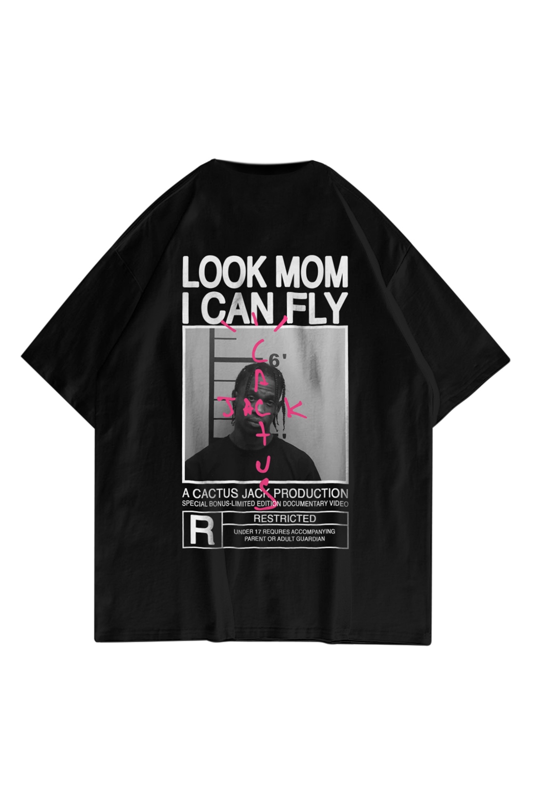Trendiz Unisex Look Mom I Can Fly Siyah Tshirt