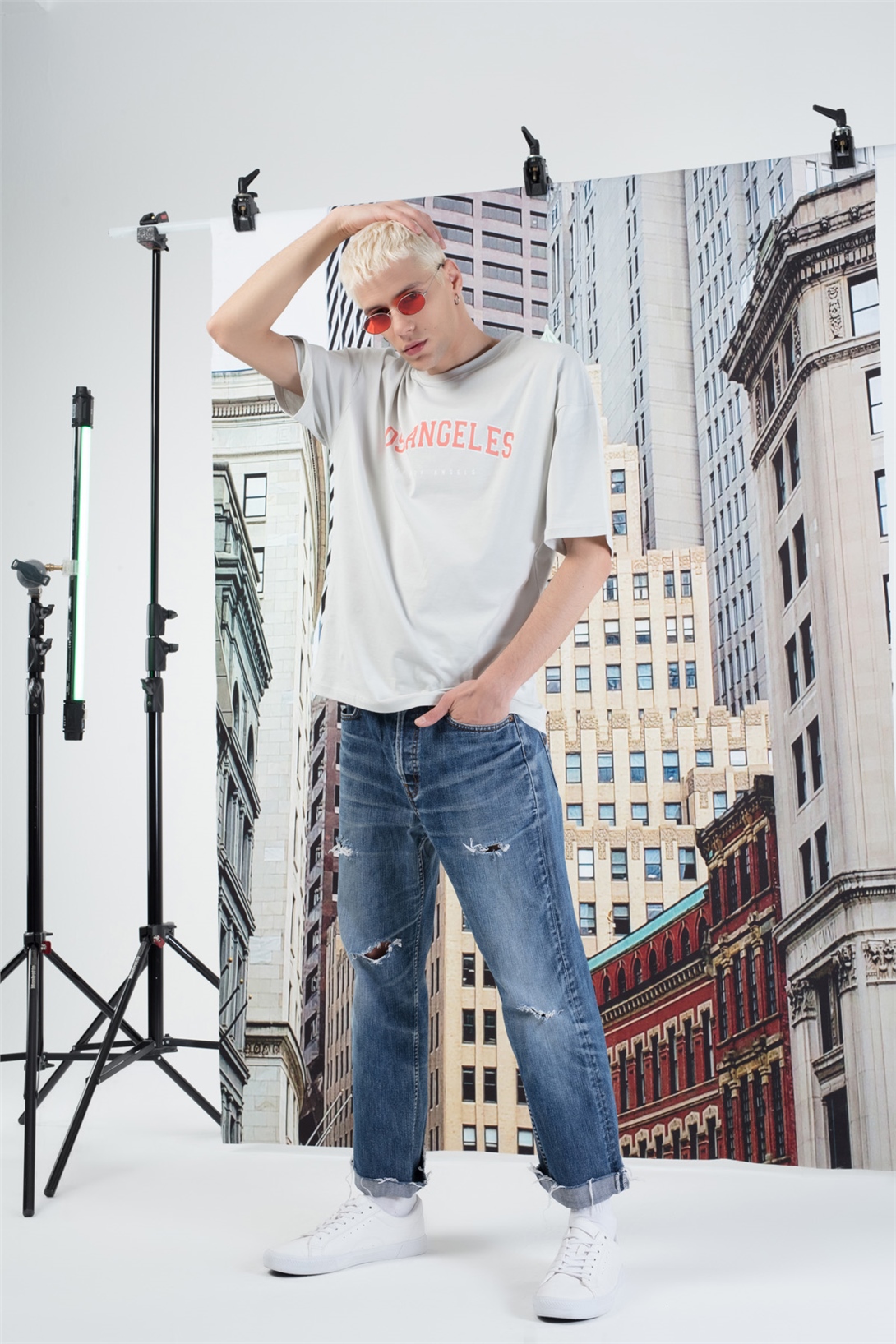 Trendiz Erkek Los Angeles Tshirt Mavi