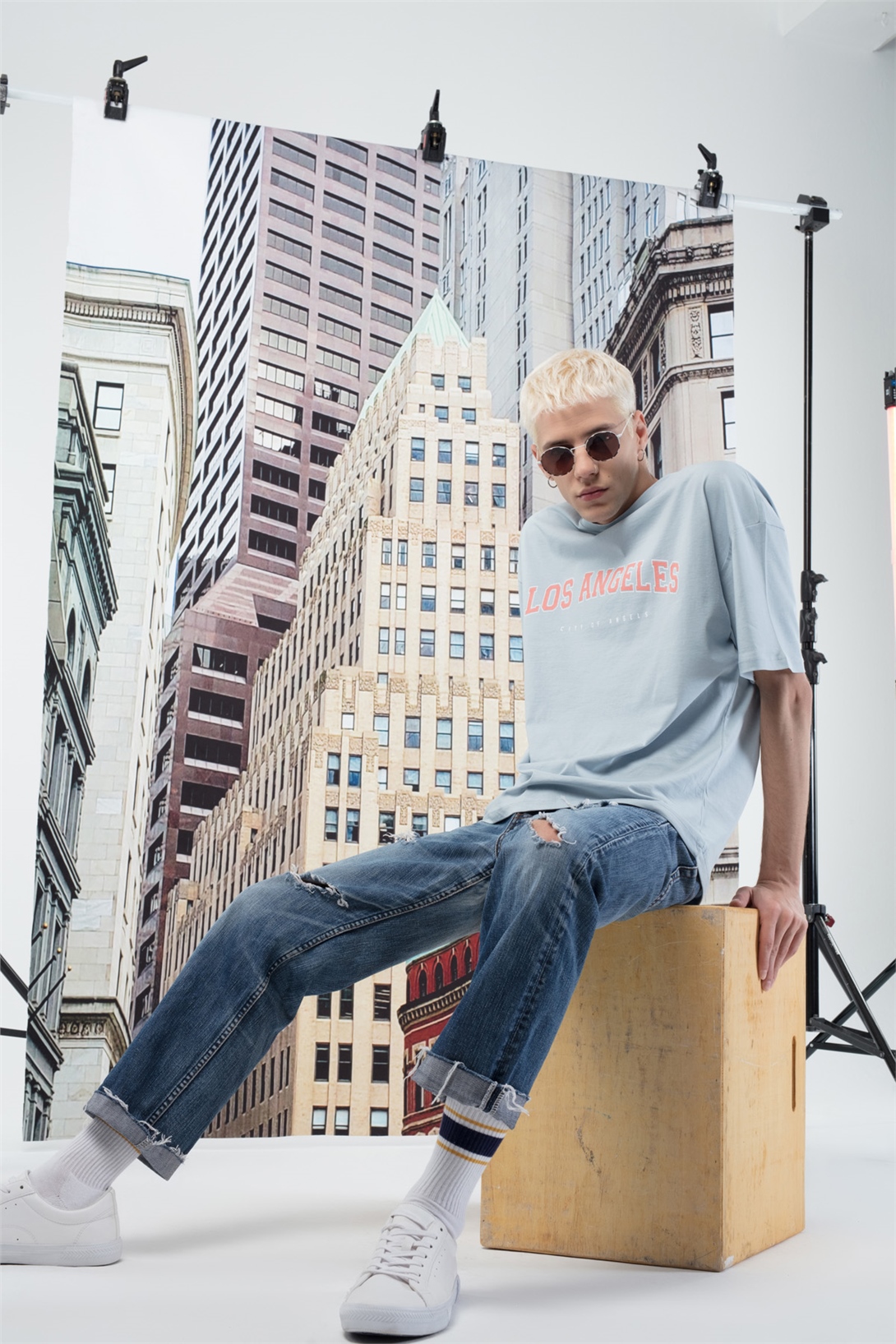 Trendiz Erkek Los Angeles Tshirt Mavi