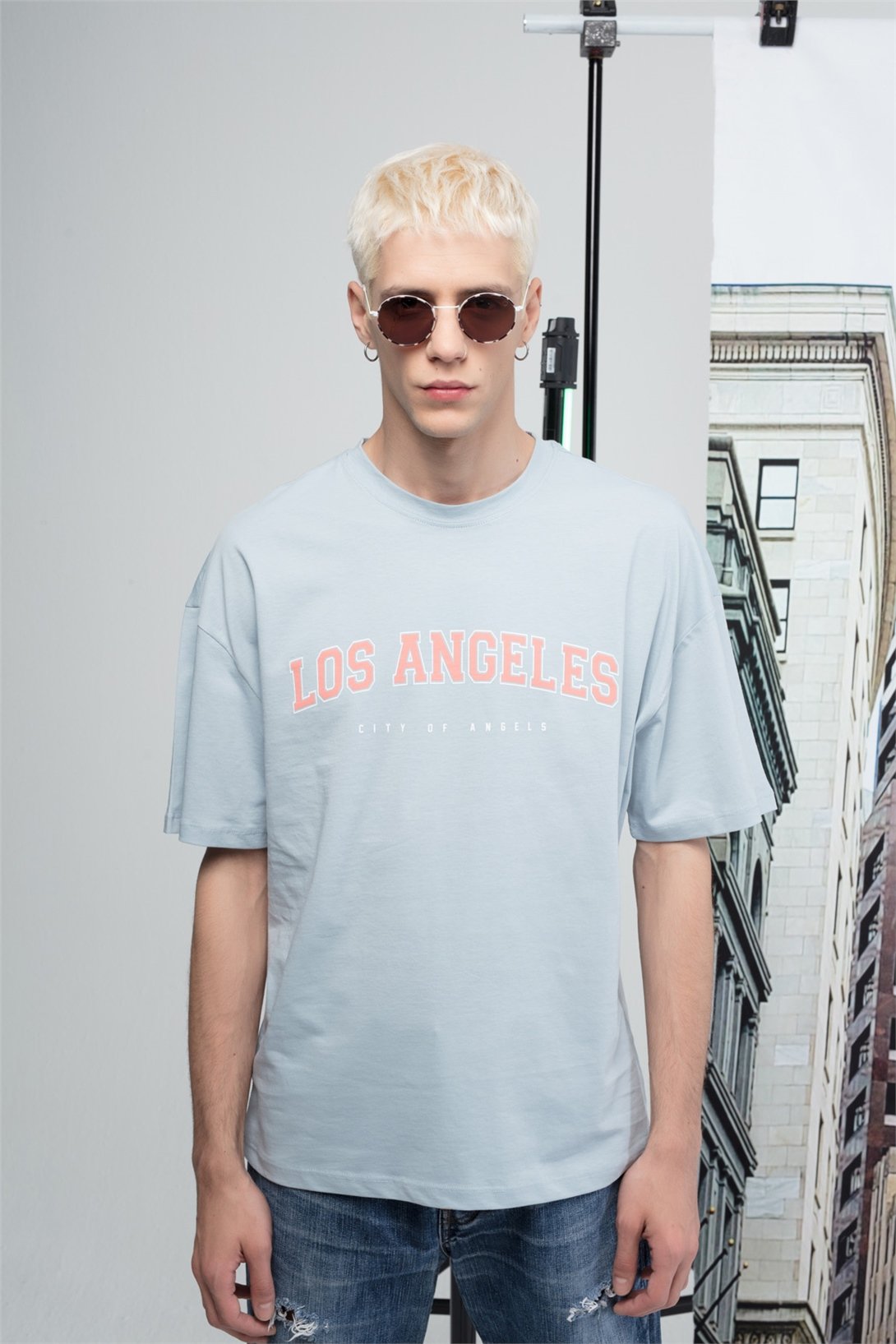 Trendiz Erkek Los Angeles Tshirt Mavi