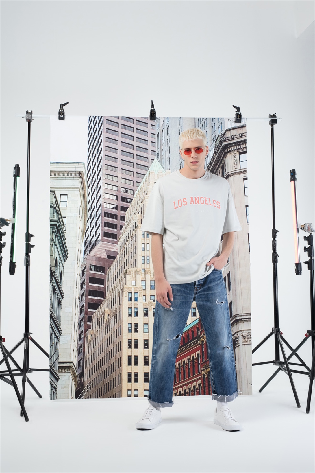 Trendiz Erkek Los Angeles Tshirt Taş Rengi