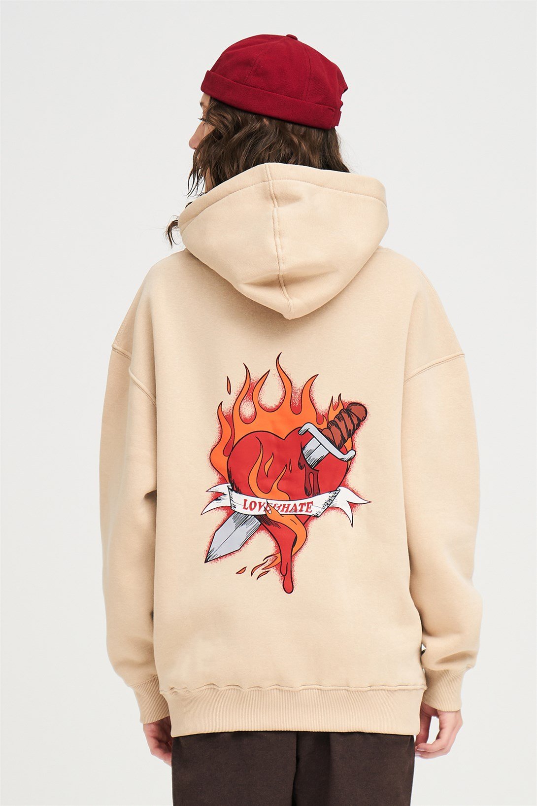 Trendiz Unisex Love Hate Sweatshirt Hoodie Taş