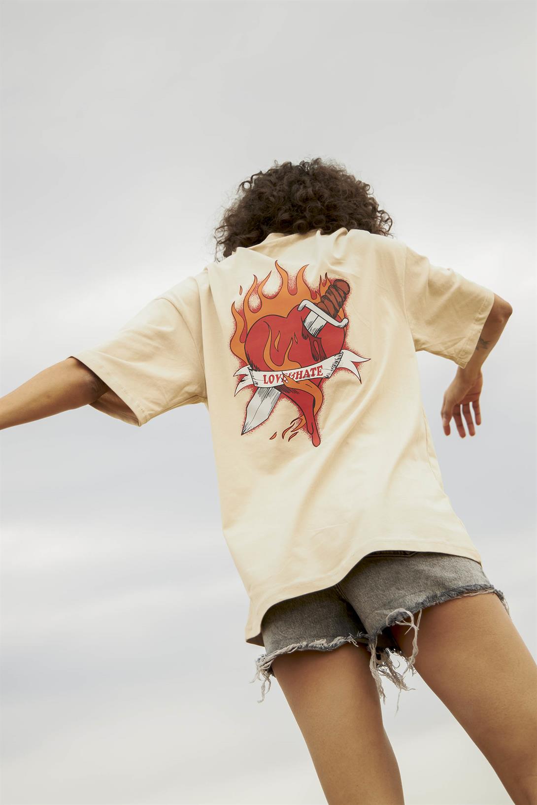 Trendiz Unisex Love Hate Tshirt Taş