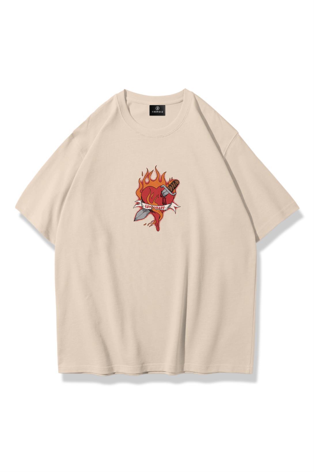 Trendiz Unisex Love Hate Tshirt Taş