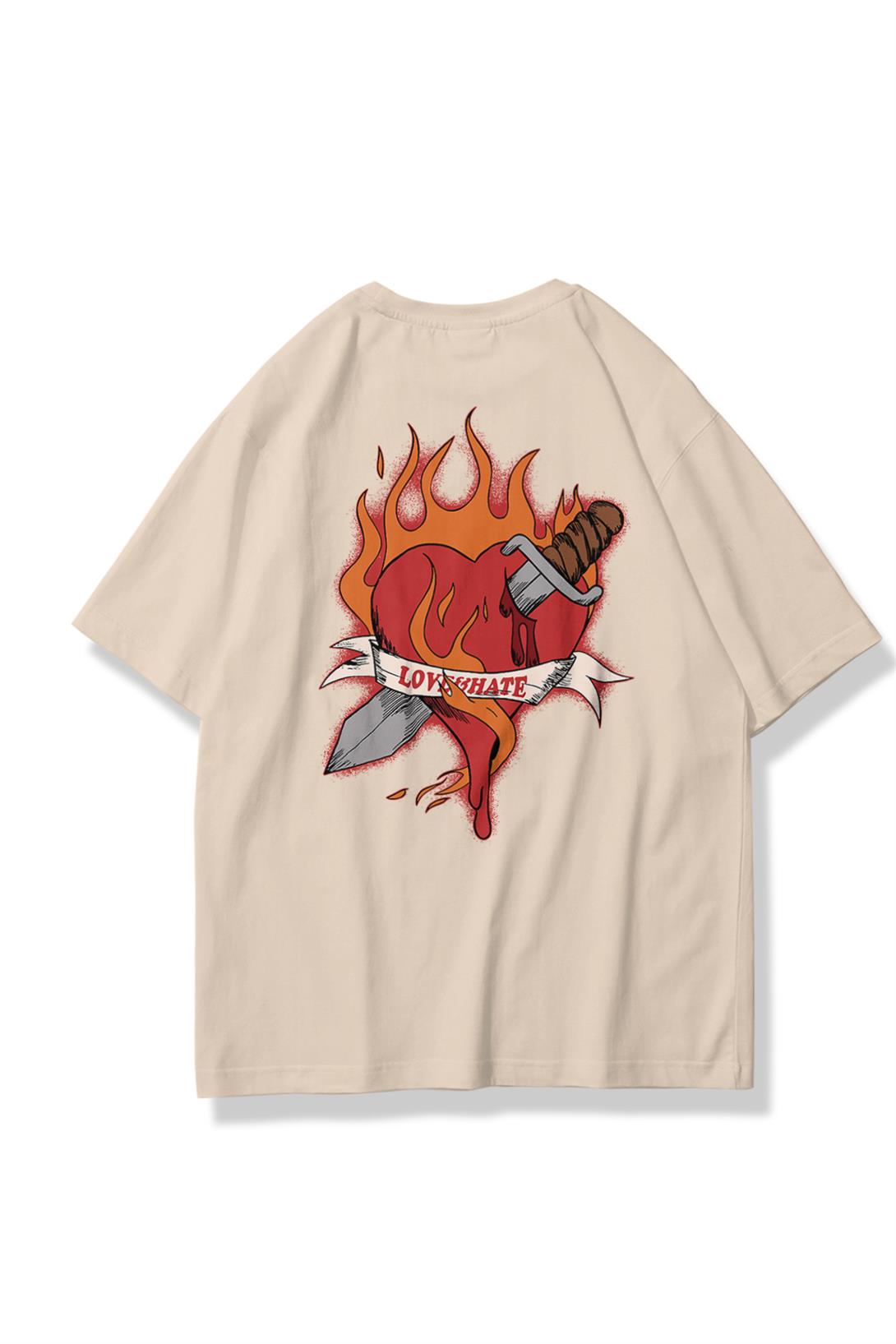 Trendiz Unisex Love Hate Tshirt Taş