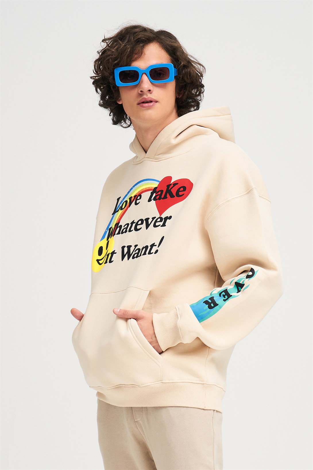 Trendiz Unisex Love Take Whatever Sweatshirt Hoodie Taş