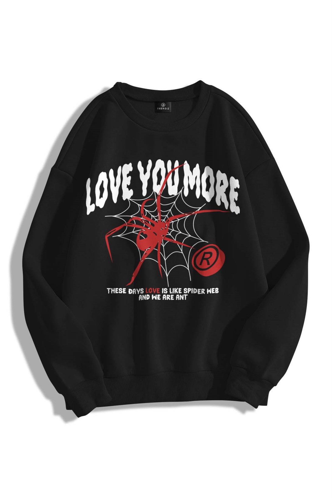 Trendiz Unisex Love You More Bisiklet Yaka Sweatshirt Hoodie Siyah
