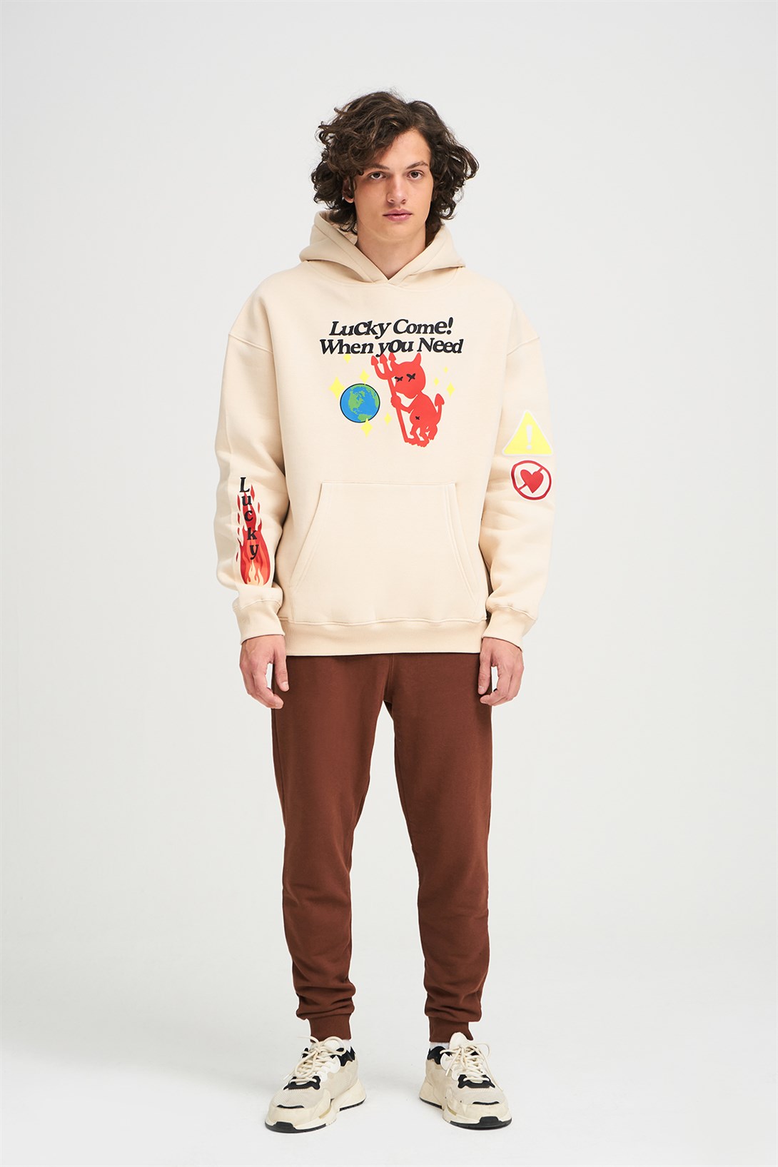 Trendiz Unisex Lucky Come Sweatshirt Hoodie Taş