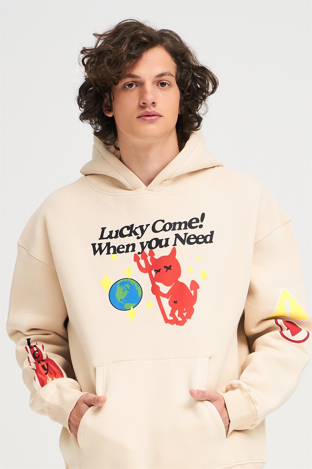 Trendiz Unisex Lucky Come Sweatshirt Hoodie Taş