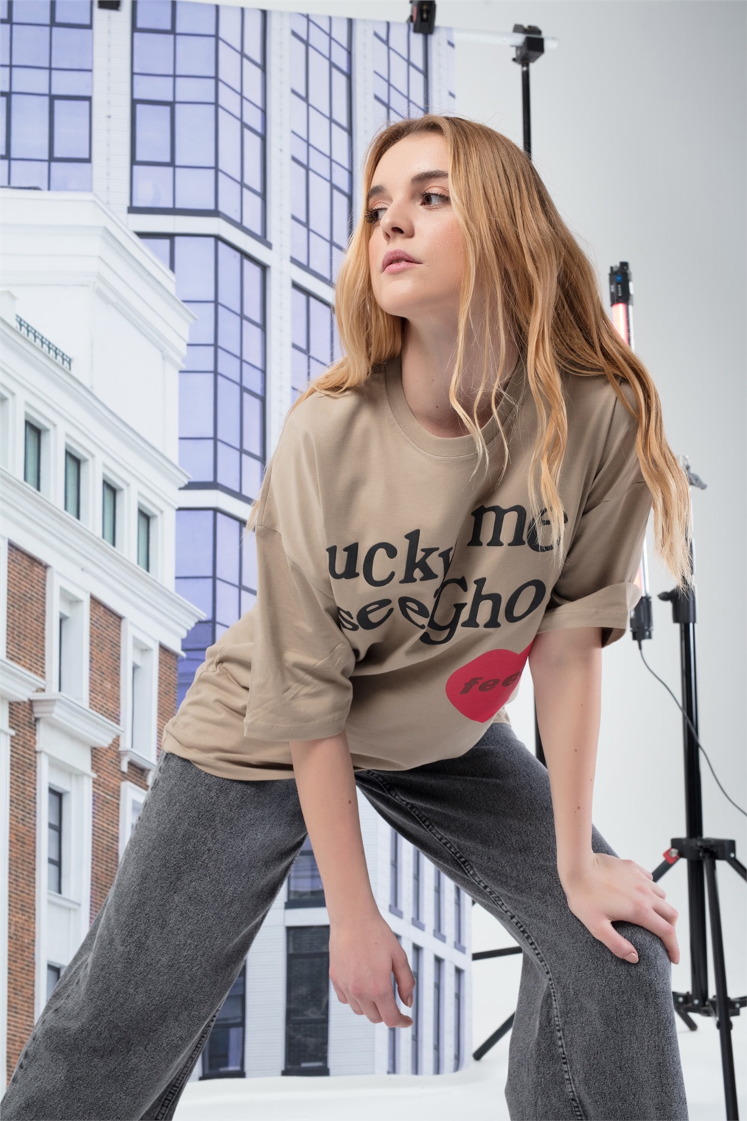 Trendiz Kadın Luckyme Bej Tshirt