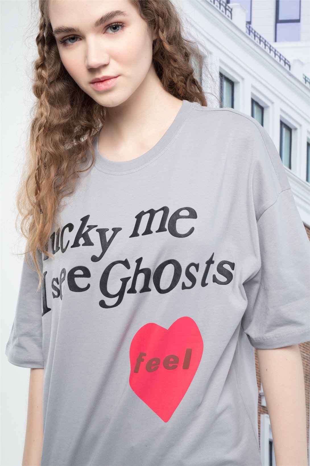 Trendiz Kadın Luckyme Gri Tshirt