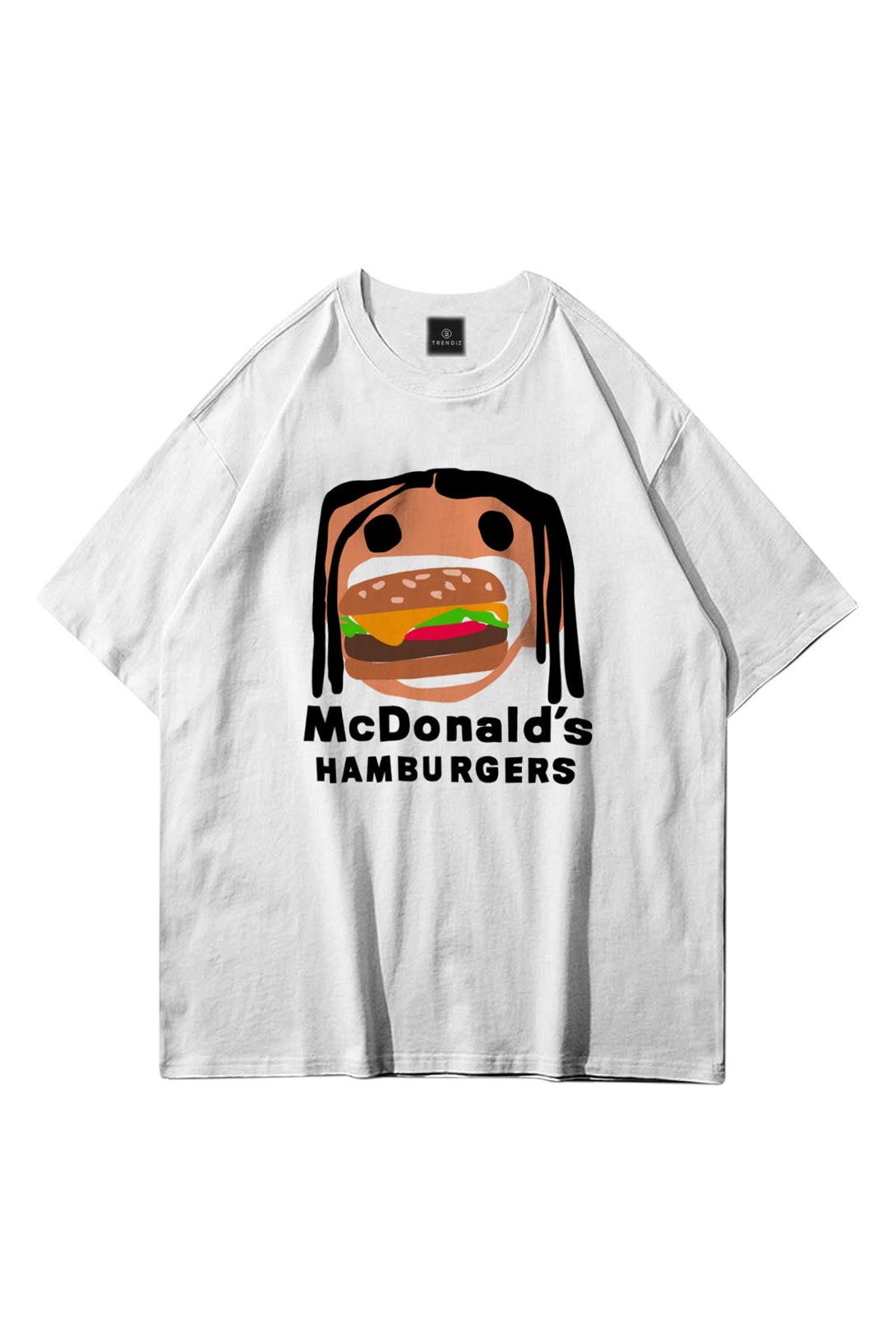 Trendiz Unisex Mc Hamburger Travis Scott Beyaz Tshirt