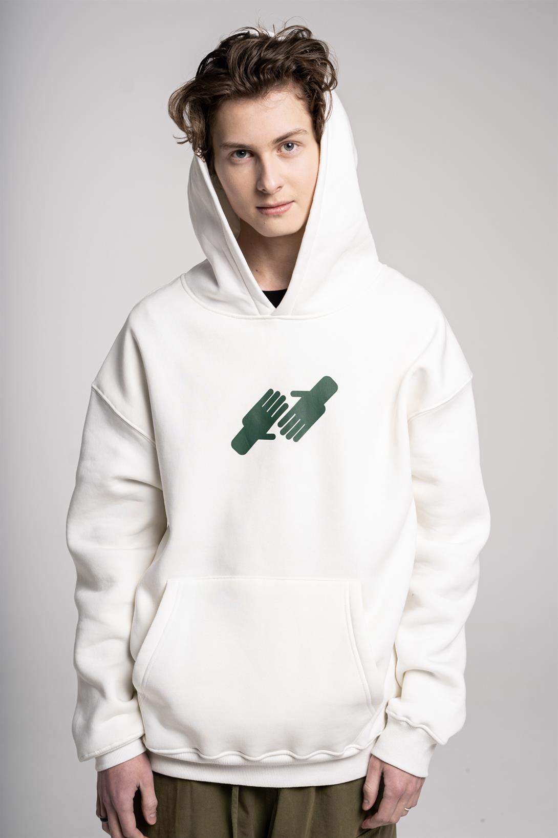Trendiz Unisex Nice to Meet You Sweatshirt Hoodie Beyaz