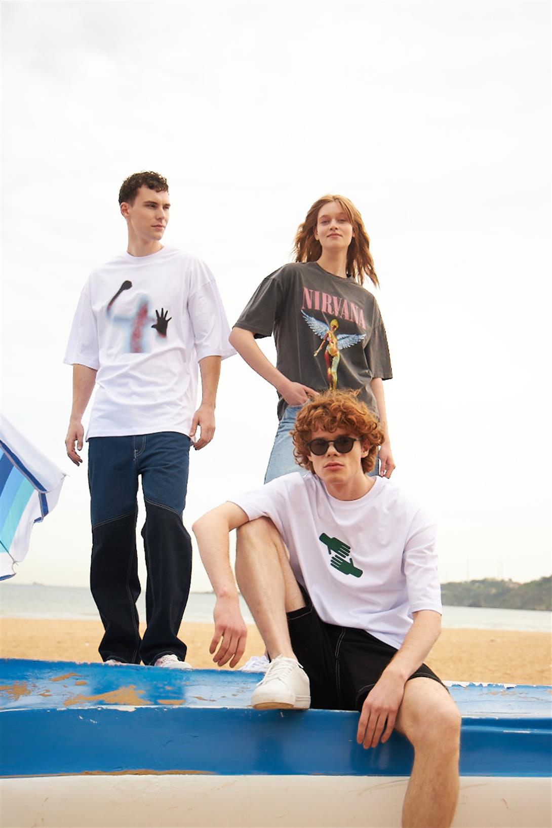 Trendiz Unisex Nice to Meet You Tshirt Beyaz