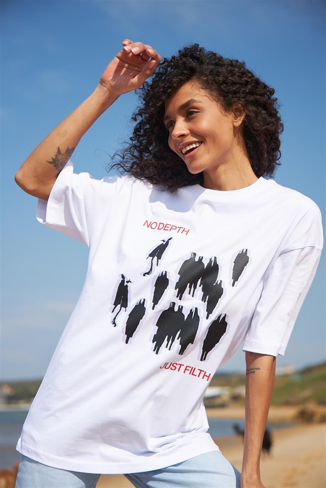 Trendiz Unisex No Depth Beyaz Tshirt