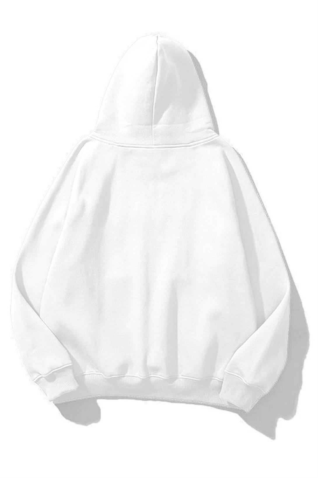 Trendiz Unisex Nobody Sweatshirt Hoodie Beyaz